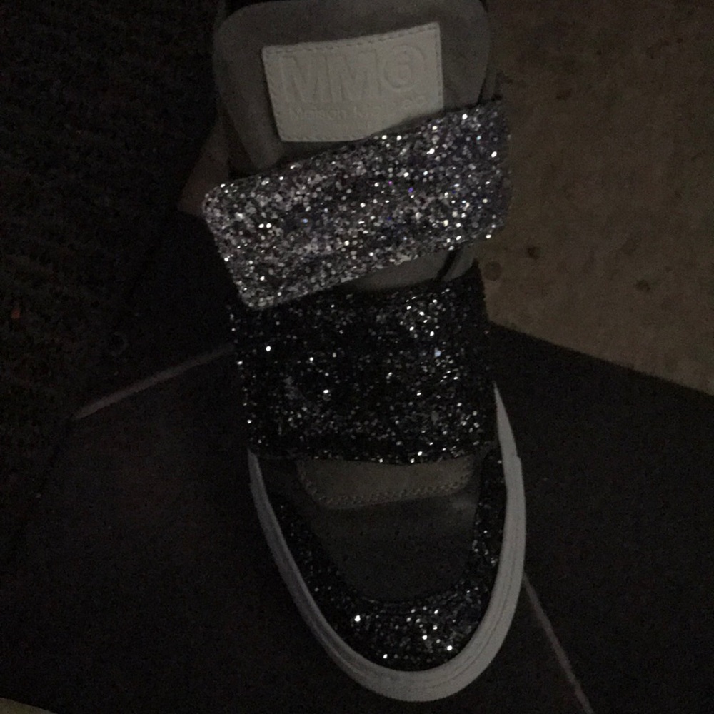 Maison Margiela  MM6 Gunmetal glitter sneakers